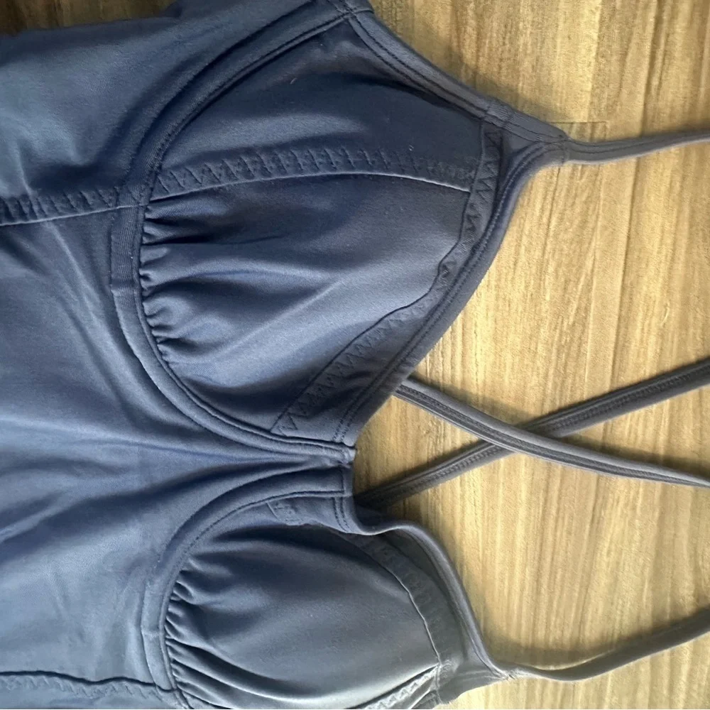 Athleta Navy One Piece Swimsuit 32 B/C Tall Strappy Back Shelf Bra‎